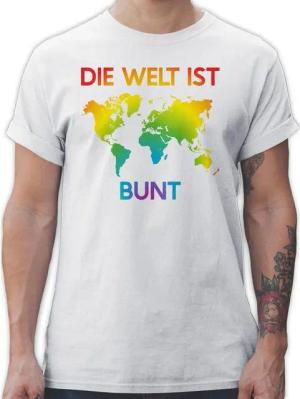 Shirtracer T-Shirt Die Welt ist bunt – Regenbogen Farben LGBT Kleidung