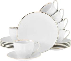 CreaTable Kaffeeservice Valencia weiß Porzellan 18 tlg.