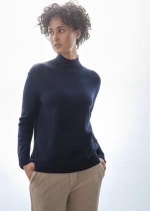 Street One Frauen Pullover mit Turtleneck in Blau, Gr: 34