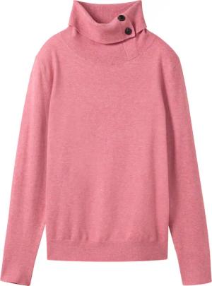 TOM TAILOR Damen Strickpullover mit Rollkragen, rosa, Uni, Gr. XL