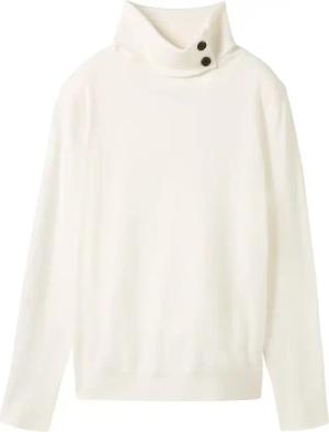 TOM TAILOR Damen Strickpullover mit Rollkragen, weiß, Uni, Gr. XL