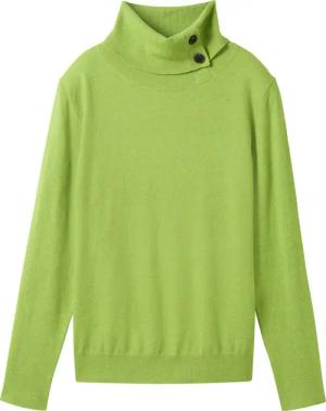 TOM TAILOR Damen Strickpullover mit Rollkragen, grün, Uni, Gr. S
