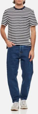 Thom Browne - Linen Striped Pocket T-Shirt - Größe 3 - blau