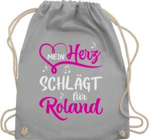 Shirtracer Turnbeutel Mein Herz schlägt für Roland, Schlager Party Outfit