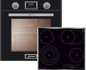 Kaiser Küchengeräte Backofen-Set EH 6326 Sp+KCT 6715 F, Elektro Eibau Backofen, 10 Funktionen+Glaskeramikkochfeld 60 cm
