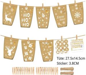 Lucadeau befüllbarer Adventskalender 2024 - Adventskalender zum Befüllen - Weihnachtskalender DIY Tüten