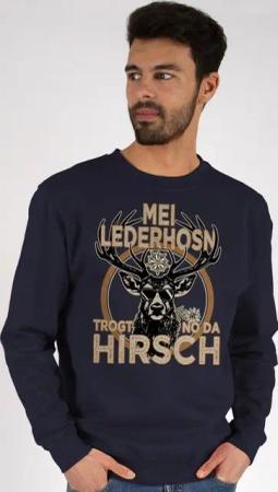 Shirtracer Sweatshirt Trachten Outfit Lederhose Spruch Trägt der Hirsch (1-tlg) Mode für Oktoberfest Herren