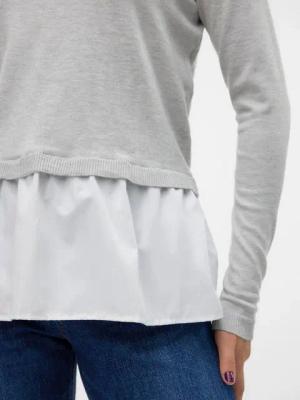 Vero Moda Rundhalspullover JOSE (1-tlg) Volant