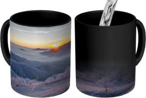 MuchoWow Tasse Winter - Berge - Sonne - Abend