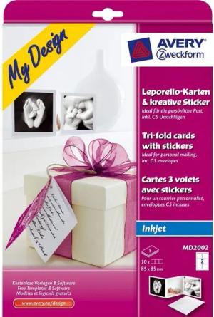 Avery Zweckform Notizblock 10x Klapp-Karte Leporello Gruß-Karten, Geburtstags-Karten Einladung Geburt für Tintenstrahl A4 Drucker
