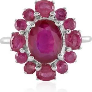J Classics Silberring Madagaskar Rubin Sterling Silber Ring, 4ct Oval Schliff (1-tlg)