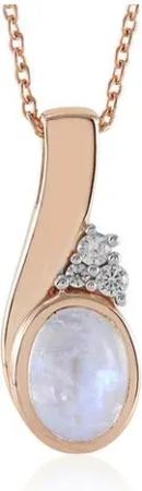 Cavill Silberkette Indischer Mondstein Rose-Plated Silber Halskette, 1,35ct (1-tlg)