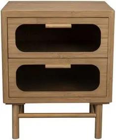 Dutchbone Nachttisch Retro Nachttisch Beistelltisch Caroun Bambus Rauchglas