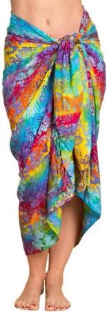 PANASIAM Pareo Sarong Wachsbatik auch in großen Größen als Strandtuch oder, Strandkleid tragbar Bikini Cover-up Tuch für den Strand Wrap Überwurf