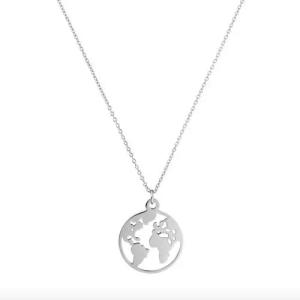 Kim Johanson Kette mit Anhänger Weltkarte, aus Edelstahl