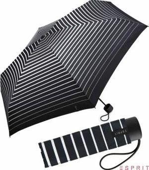 Esprit Taschenregenschirm Damen Super Mini Petito - Degradee Stripe - black, winzig klein, in moderner Streifen-Optik