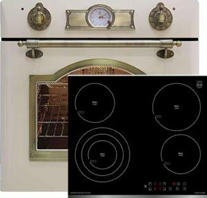 Kaiser Küchengeräte Backofen-Set Herd Set Autark Elektro,Retro, Autark, 60cm+Glaskeramik-Kochfeld 60 cm EH 6355 ElfEm + KCT 6703, mit 1-fach-Teleskopauszug, Elektro,Retro, Autark, 60cm+Glaskeramik-Kochfeld 60 cm
