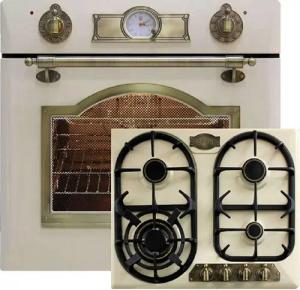 Kaiser Küchengeräte Backofen-Set EG 6345 ElfEm+KG 6325 ElfEm..., mit 1-fach-Teleskopauszug, Einbau Gasbackofen Selbstreinigung 67L +Gasherd, 60cm