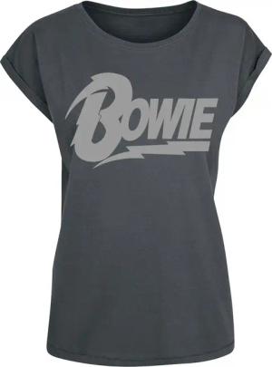 David Bowie T-Shirt - Logo - S bis XL - für Damen - Größe M - charcoal - Lizenziertes Merchandise!