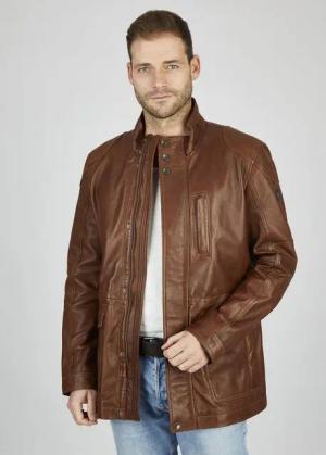 bugatti Lederjacke BUANDIAMO (1-St) mit Druckknopfleiste und Stehkragen