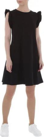 Ital-Design Sommerkleid Damen Freizeit Rüschen Stretch Sommerkleid in Schwarz