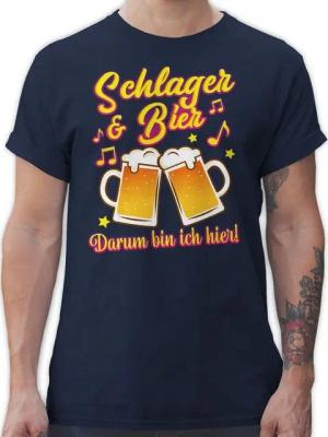 Shirtracer T-Shirt Schlager & Bier darum bin ich hier! Schlager Party Outfit