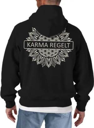 MAKAYA Kapuzenpullover mit Rückenprint Spruch Karma Mandala Hoodie Rückendruck Backprint Sweatshirt Pulli