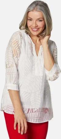 GOLDNER Klassische Bluse Leger geschnittene Ausbrennerbluse
