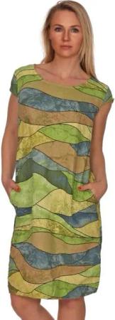 Charis Moda Sommerkleid Leinenkleid "Colourwaves" A-Linie kurzarm