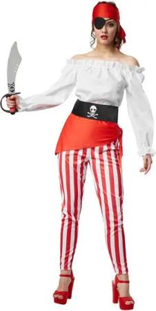 dressforfun Piraten-Kostüm Frauenkostüm Freibeuterin der Meere, Freibeuterin-Outfit in rot-weiß-schwarzem Look