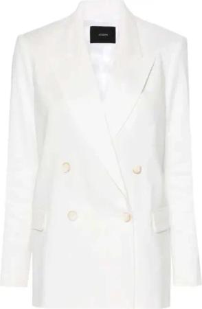 Joseph - Ivory Double-Breasted Linen Blazer - Größe 38 - weiß