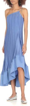 Lanvin - Satin Pleated Dress - Größe 40 - blau