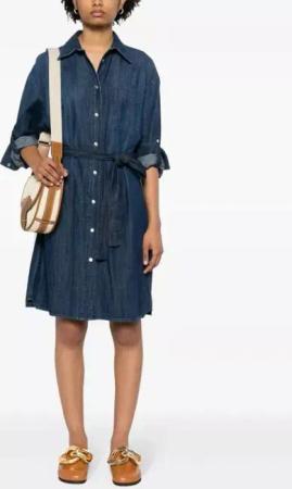 Lorena Antoniazzi - Belted Denim Midi Dress - Größe 42 - blau