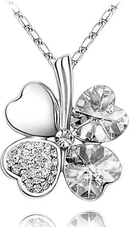 Schmuck-Elfe Kette mit Anhänger Kleeblattanhänger Kristall