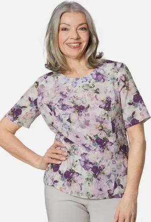 GOLDNER Kurzarmbluse Druckbluse floral