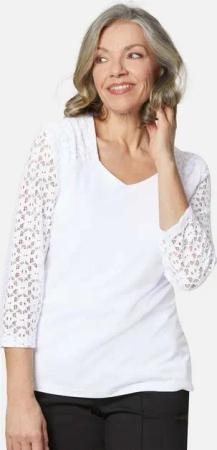 GOLDNER T-Shirt Shirt mit Spitzenärmeln