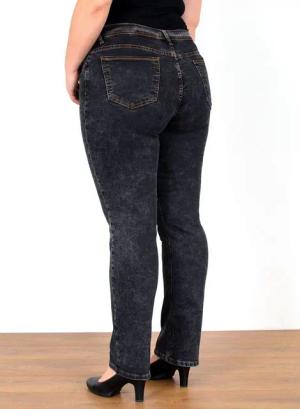 ESRA Straight-Jeans FG2 High Waist Jeans Damen Straight Hose Stretch bis Übergröße Plus Size