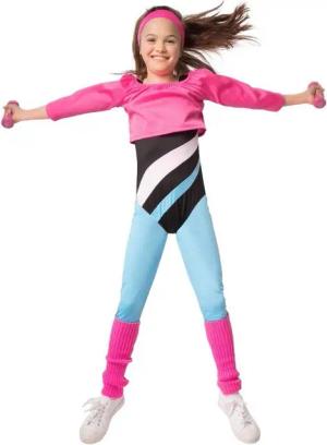 dressforfun Hippie-Kostüm Kinderkostüm Fitness-Sternchen, Aerobic-Outfit im Stil der 80er Jahre