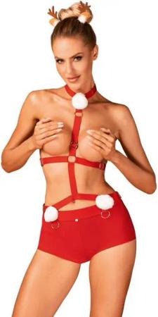Obsessive Kostüm Damen Weihnachtskostüm Harness Set Ms Reindy Christmas Xmas-Outfit