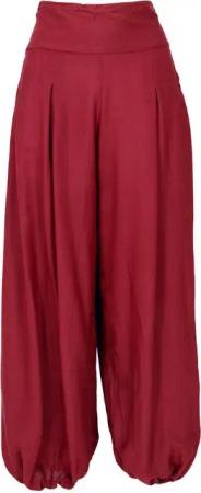 Guru-Shop Relaxhose Boho Pluderhose, Muckhose, Haremshose - dunkelrot Ethno Style, alternative Bekleidung