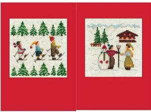 Le Bonheur des Dames Kreativset Le Bonheur des Dames Grußkarten 2er Set Kreuzstich Stickpackung "Skif, (embroidery kit by Marussia)