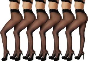 BANANALU Feinstrumpfhose Spitzenbund Strumpfhose Hüftstrumpfhose 40 DEN (6 St)