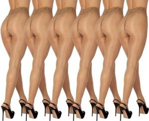 BANANALU Feinstrumpfhose Spitzenbund Strumpfhose Hüftstrumpfhose 40 DEN (6 St)