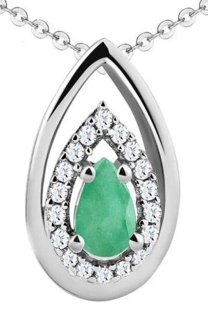 Limana Kette mit Anhänger echter Edelstein Smaragd 925 Silber grüner Stein Frauenkette (inkl. Herz Geschenkdose und Tasche), Geschenkset Idee Set Geschenk für Frauen Damen Freundin Mutter Oma