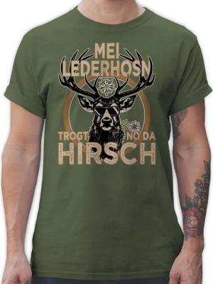 Shirtracer T-Shirt Trachten Outfit Lederhose Spruch Trägt der Hirsch Mode für Oktoberfest Herren