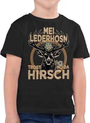 Shirtracer T-Shirt Trachten Outfit Lederhose Spruch Trägt der Hirsch (1-tlg) Mode für Oktoberfest Kinder Outfit