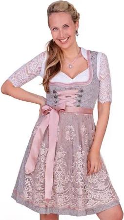 Alpenwahnsinn Dirndl Midi Dirndl 2tlg. - LANEA - grau