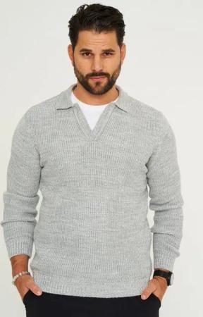 CARISMA Strickpullover CRALYTUS Herren Grobstrick Pulli mit Polo-Kragen Winterpullover
