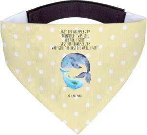 Mr. & Mrs. Panda Hundefliege Walfisch Thunfisch - Gelb Pastell - Geschenk, Halstuch, groß, Tiermot, Polyester, Handgefertigt
