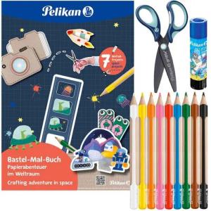Pelikan Lernspielzeug Pelikan Bastelbuch Malbuch 4-teiliges Set Weltraum